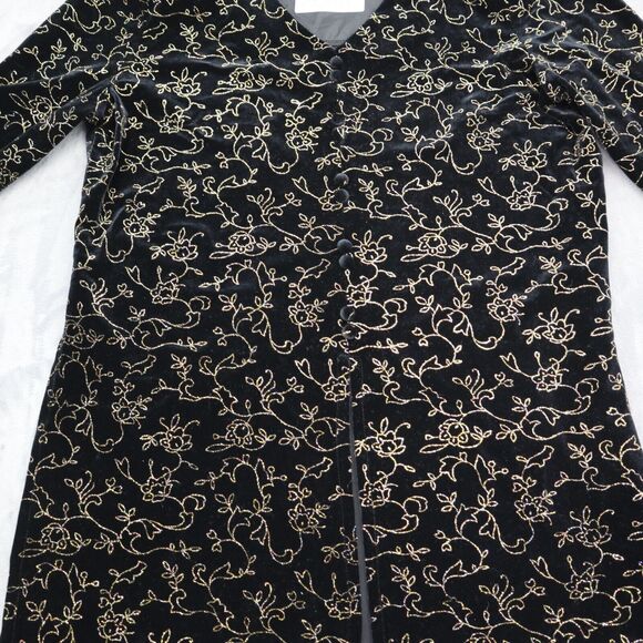 JBS Shirt Womens XL Black Long Sleeve VNeck Floral Shoulder Pads Button Blouse - Picture 12 of 16